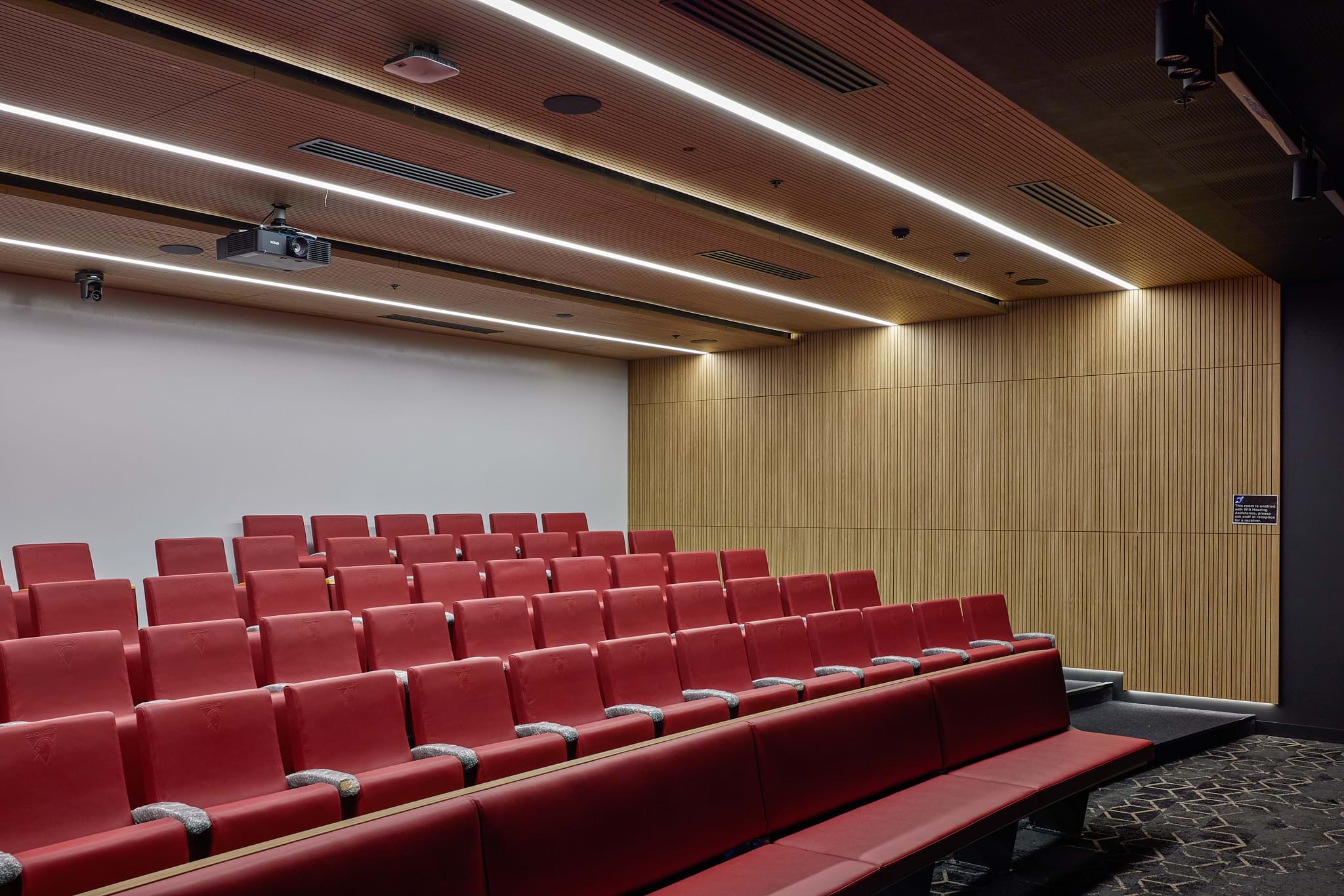 Fixed auditorium seating at the Sydney Swans FC HQ, NSW