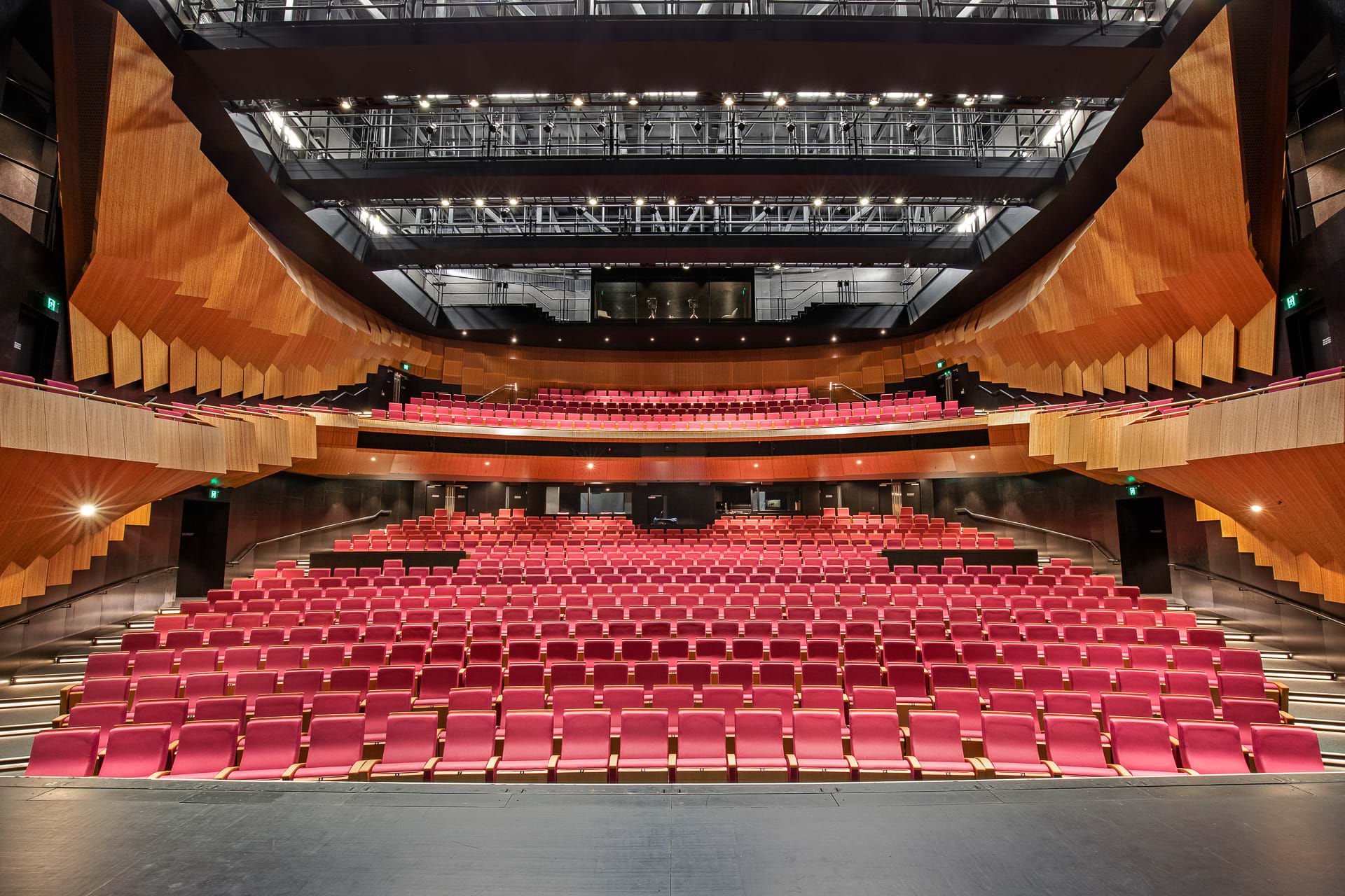 Profurn's performing arts theatre seating at Bunjil Place, Melbourne  Victoria