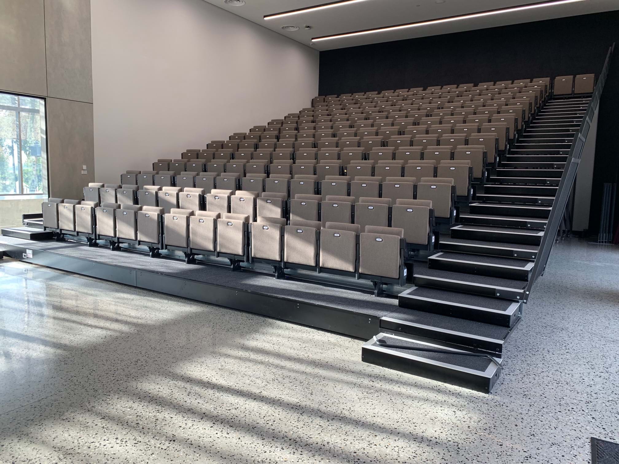 Profurn retractable seating at Minaret College, Springvale